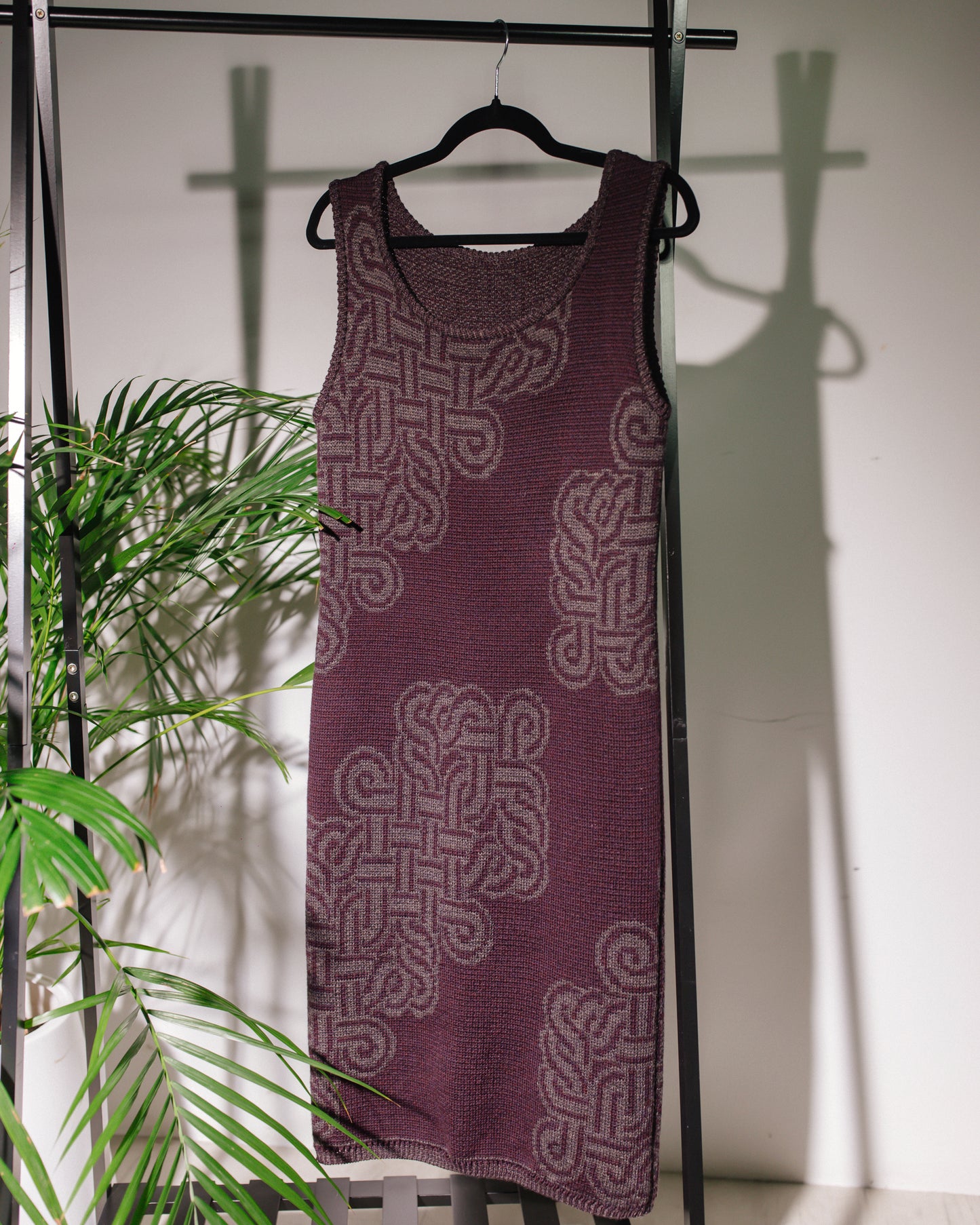 Fine Italian merino wool dress with ornaments.