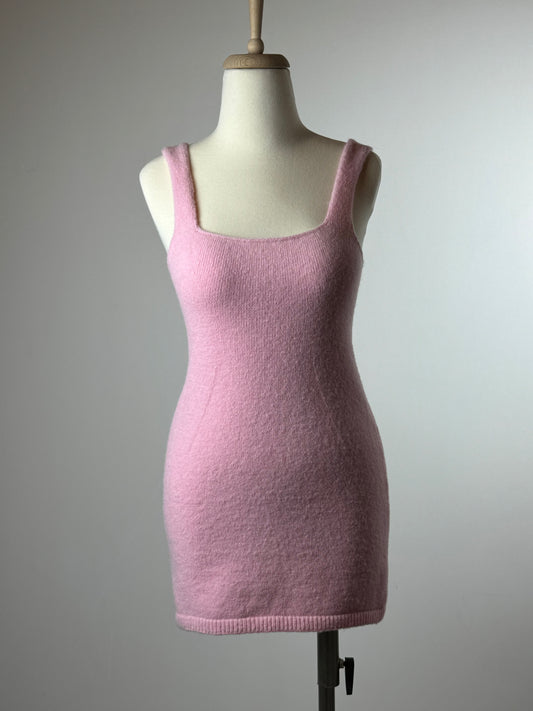 ვარდისფერი შალის მინი კაბა/pink woolen mini dress