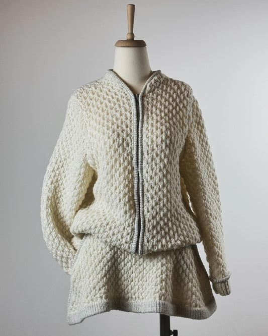 თეთრი ჰაეროვანი შალის ორეული/white airy woolen set