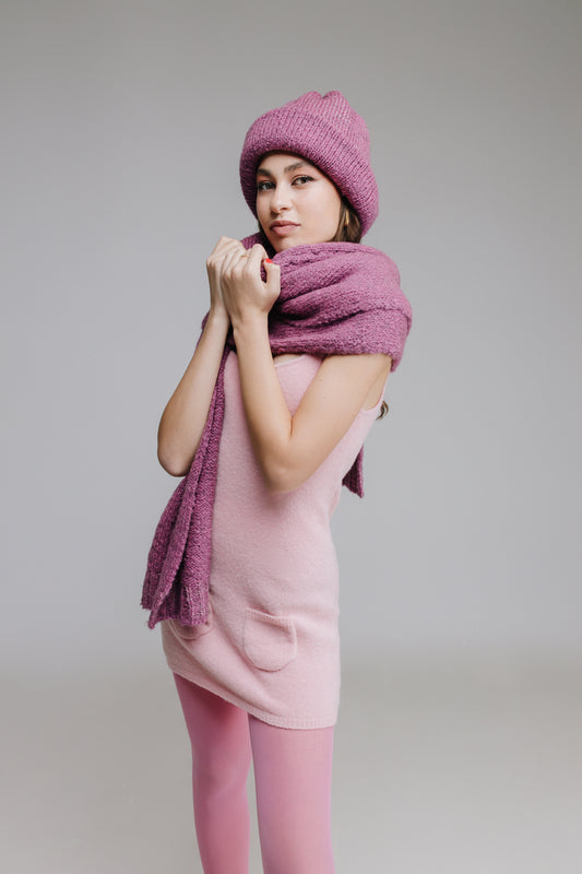 ქუდის და შარფის სეტი./Two-layer woolen hat and scarf set