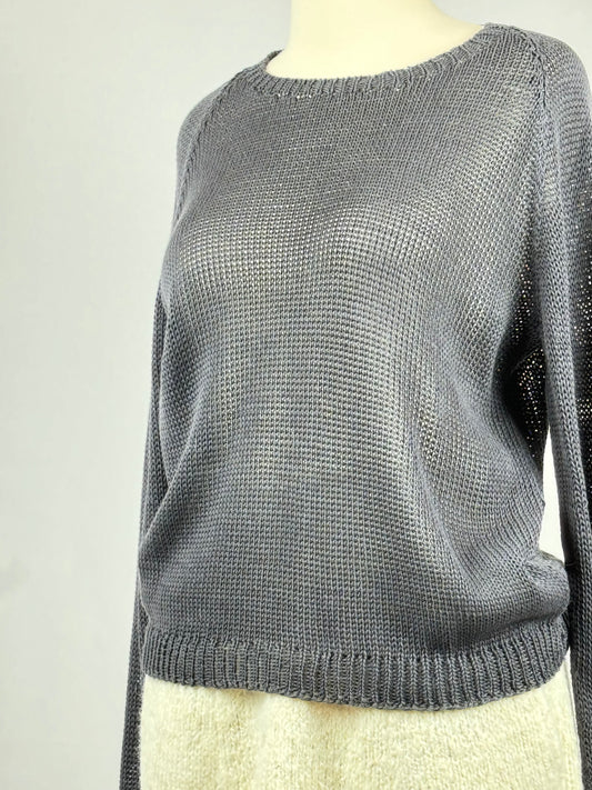 კოტონის სადა პულოვერი/Grey cotton pullover