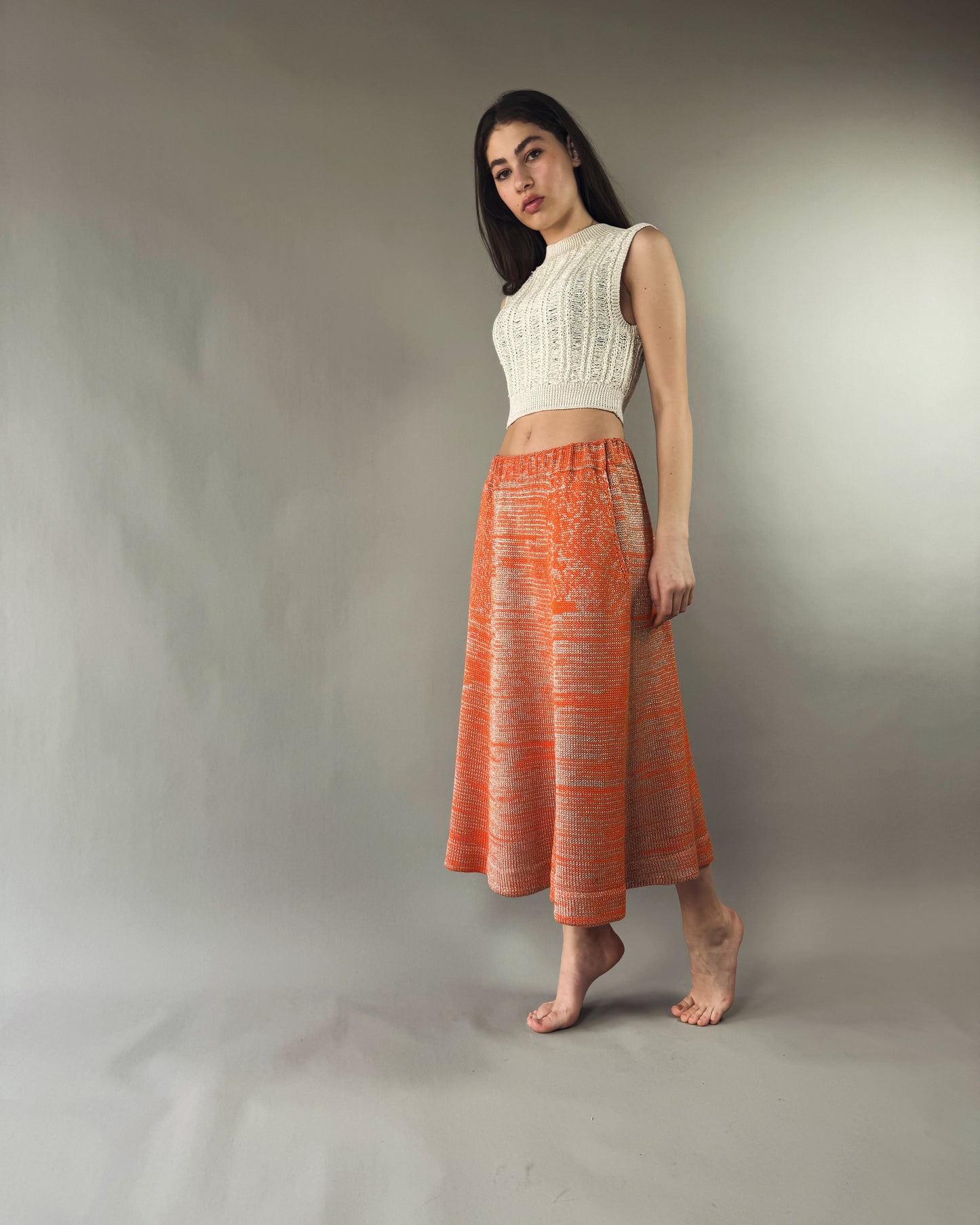 მიდი ქვედაბოლო ჯიბეებით/ summer midi skirt with pockets