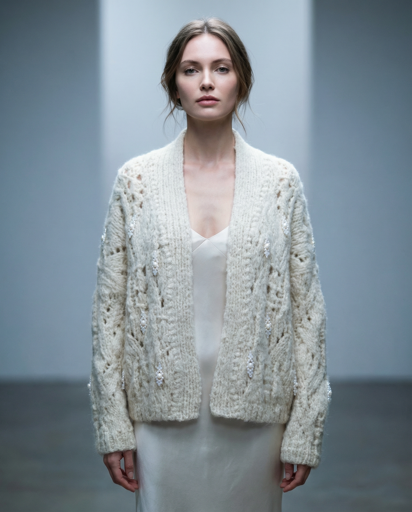 Handknit Cardigan with natural stones